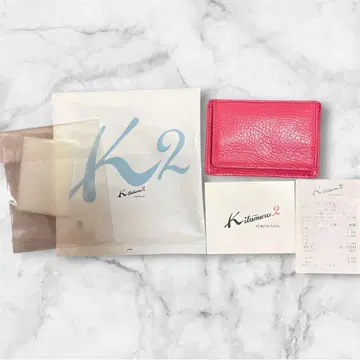 Kitamura2 소가죽 핑크 동전 지갑 카드 케이스