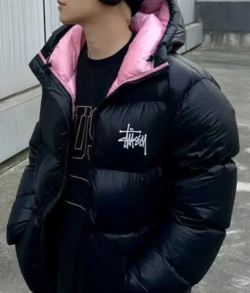 다운 자켓 네이비/핑크 800필