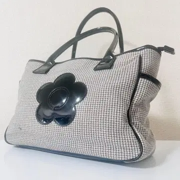 [ MARY QUANT ] 마리콴트 데이지 로고 하운드투스 트위드 핸드백