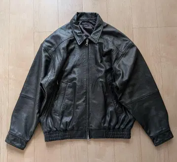 빔즈 와이드 핏 4 포켓 가죽 블루종 M 블랙