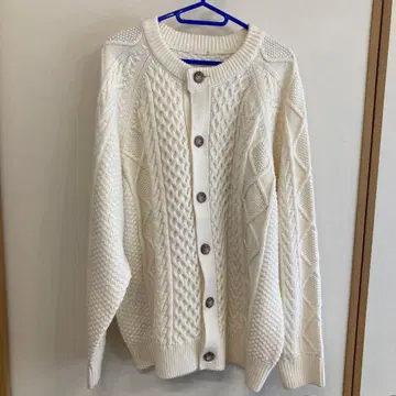 화이트 케이블 니트 가디건 XL
