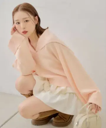 Chico 세일러 카라 루즈 니트 핑크