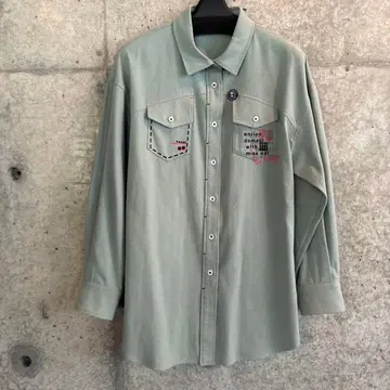 [ 40% OFF ] Miss edi 민트 그린 자수 긴팔 셔츠