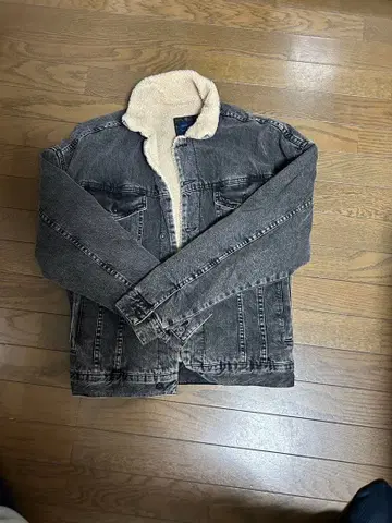 ZARA M 보아 카라 부착 데님 자켓 그레이