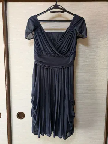 원피스 9호 네이비 발표회 결혼식 드레이프 새상품급