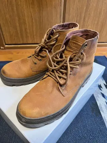 PALLADIUM 브라운 가죽 부츠 26cm