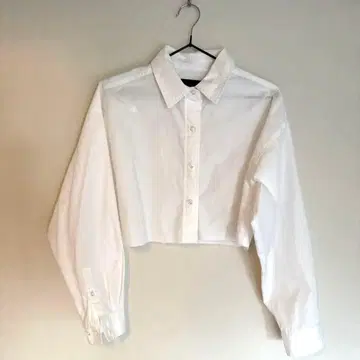 WONEM 화이트 크롭 셔츠 긴팔