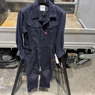 블루 B 스트라이프 오버롤 워크맨