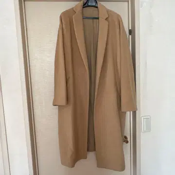 플라주 Plage 베이지 롱 코트 스탠드 카라