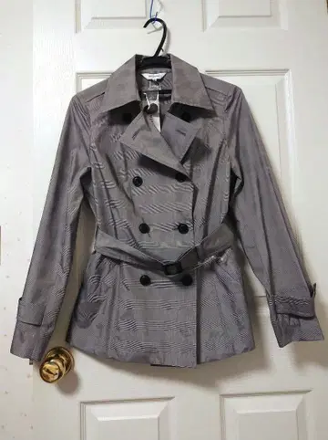 ensuite 글렌체크 숏 트렌치코트 M 미사용