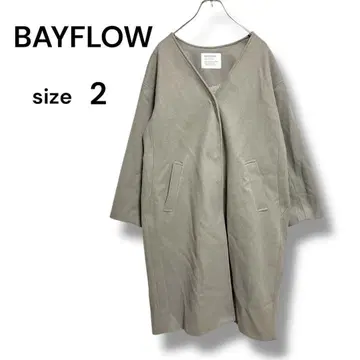 BAYFLOW V넥 노카라 코트 M 상당 포켓 포함 그레이지 계열