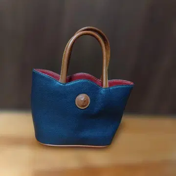 가죽 토트백 네이비/그린