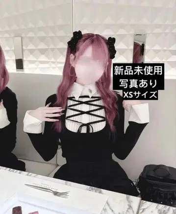 HONEYMEW 레이스업 도킹 상의 허니뮤 블랙