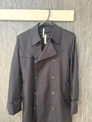 네이비 더블 브레스트 코트 허리 벨트 포함