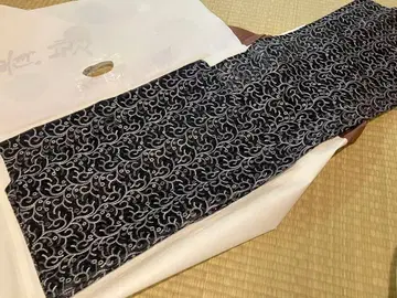 실크 오간자 롱 겉옷 펄 가공 네이비 네이비 당초