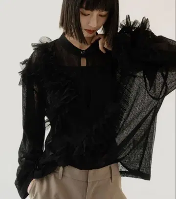 Knuth Marf 튤 디자인 블라우스 / BLACK 새상품