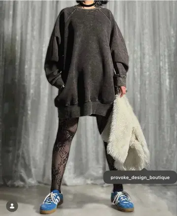 미사용 새상품 provoke 다크 그레이 오버 사이즈 맨투맨 원피스