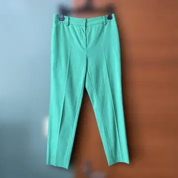 그린 린넨 혼방 스틱 팬츠