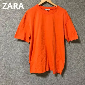 ZARA 오렌지 T셔츠 꽃 디자인 택