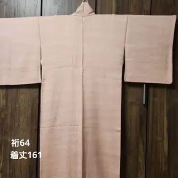 순수 실크 이로무지 하나 문장 기모노 살몬 핑크