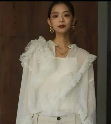 Knuth Marf tulle design blouse /white