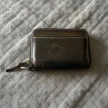 가죽제 접이식 지갑 다크 브라운 동전 지갑