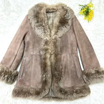 숄카라 리얼 무스탕 코트 양가죽 베이지 S 사이즈 여배우 옷깃