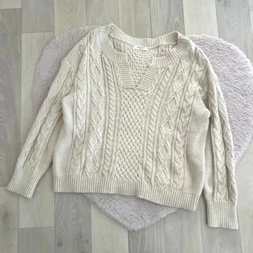 FREAK'S STORE V넥 케이블 짜임 니트 풀오버 루즈핏