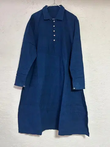 45 rpm 긴팔 셔츠 원피스 인디고