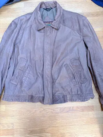 구제 의류 90년 OAKTON LIMITED 가죽 자켓 블루종 브라운