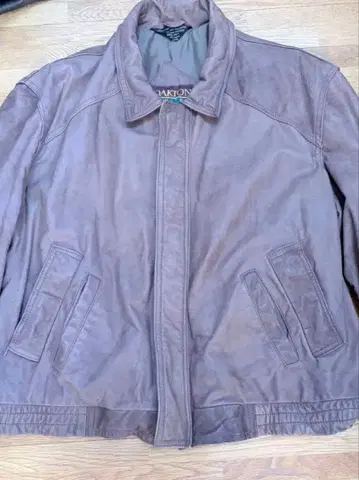 구제 의류 90년 OAKTON LIMITED 가죽 자켓 블루종 브라운