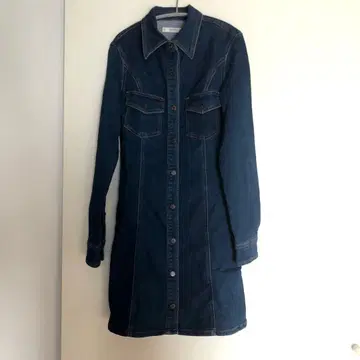 다크 데님 셔츠 원피스