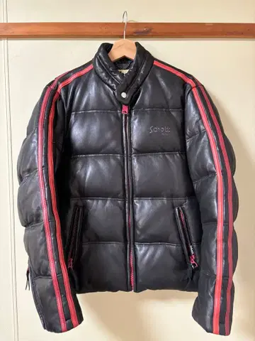 Schott 블랙/레드 가죽 자켓 M