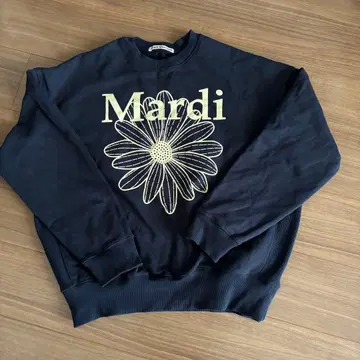 Mardi 플라워 프린트 맨투맨 네이비 크림