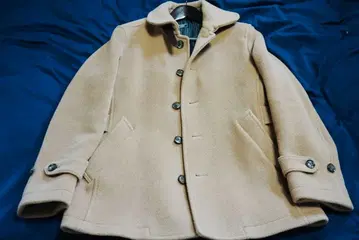 울 80% 베이지 남성용 비기 코트