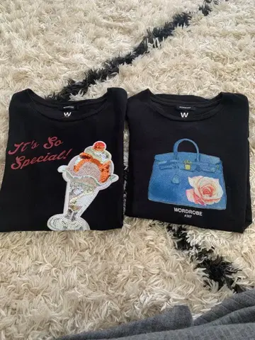 아이스크림 & 백 디자인 T셔츠 2장 세트