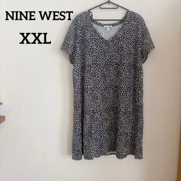 NINE WEST [ XXL ] 네이비 도트 무늬 튜닉