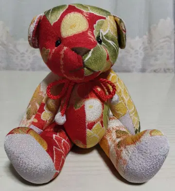 일본풍 패턴 테디베어 크레이프 원단 레트로 베어