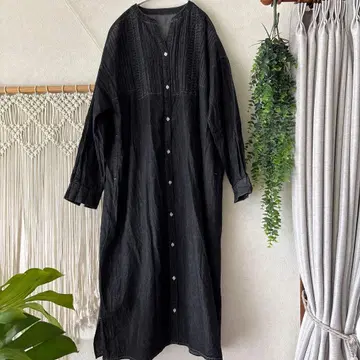 새상품급 studio clip 턱 데님 원피스 슬릿 블랙