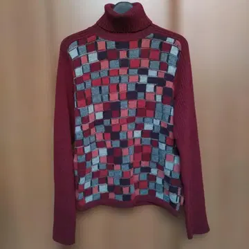 히로코비스 블록 체크 터틀넥 니트