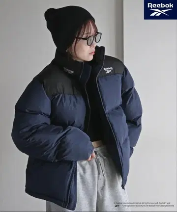 reebok 자수 밑단 드로스트 패디드 블루종 L 사이즈