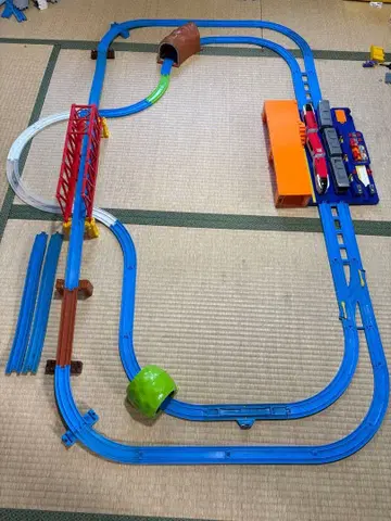 프라레일 파란 레일과 기차 세트