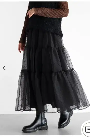 Vin 플로키 도트 캉캉 스커트 블랙