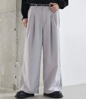 ETELIO 2턱 TR 트윌 와이드 배기 슬랙스