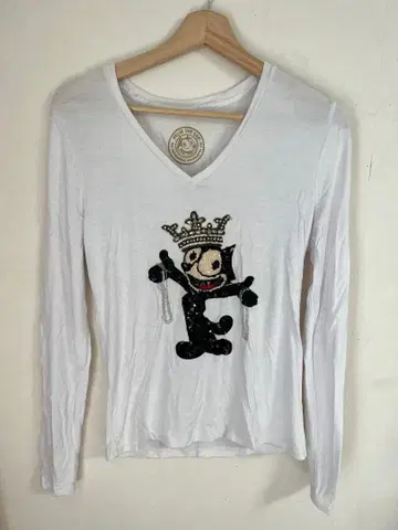 [레어] Felix the Cat 스팽글 롱 T셔츠