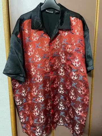 구제 의류 오픈 카라 셔츠 실크