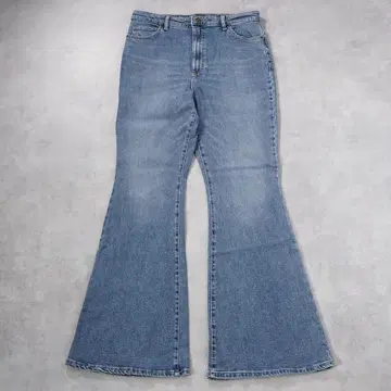 Lee W33 플레어 데님 하이라이즈 구제 의류 부츠 파랑 18335