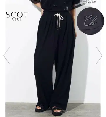 미사용 새상품 scot club 악센트 로고 자수 와이드 팬츠