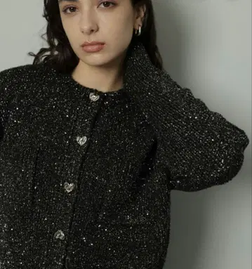 Arpege story 스팽글 니트 자켓