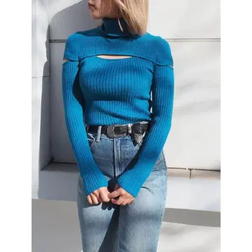 EVRIS 커팅 터틀 니트탑